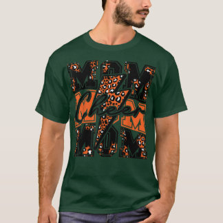 Cheer Mom Lightning Bolt Cheer Leopard Orange Blac T-Shirt