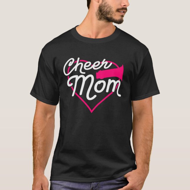 Cheer Mom Love Support Heart Cheerleader Fun Spots T-Shirt (Front)