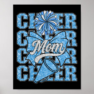 Cheer Mom Mama Bow Sport Cheerleading Squad Blue C Poster