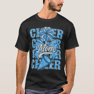 Cheer Mom Mama Bow Srt Cheerleading Squad Blue Che T-Shirt