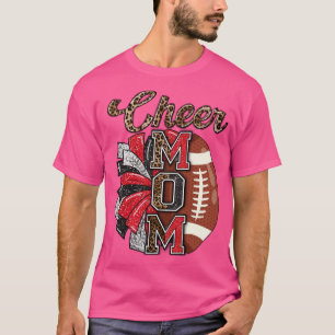 Cheer Mom Maroon Leopard Letters Cheer Pom Poms3 T-Shirt
