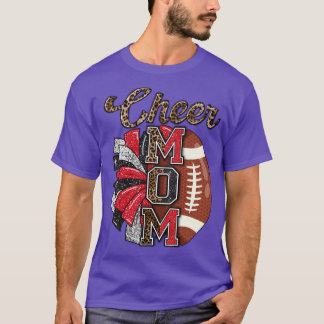 Cheer Mom Maroon Leopard Letters Cheer Pom Poms3 T-Shirt