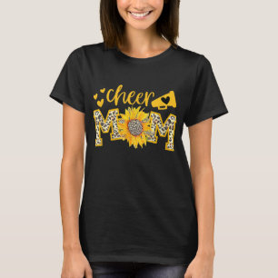 Cheer Mom Megaphone Cute Sunflower Leopard Cheetah T-Shirt