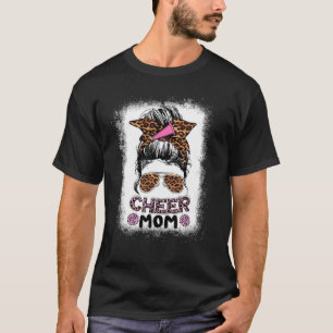 Cheer Mom Messy Bun Proud Cheerleader Mom Mothers T-Shirt