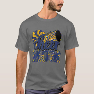Cheer Mom Navy Leopard Cheer Poms T-Shirt