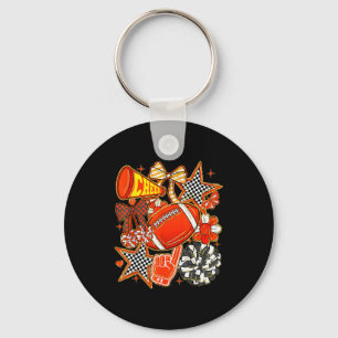 Cheer Mom Orange Cheerleader Game Day Cheer Mama F Keychain