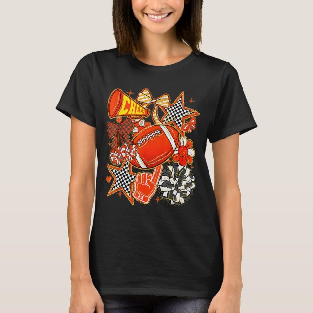 Cheer Mom Orange Cheerleader Game Day Cheer Mama F T-Shirt (Front)