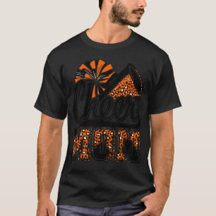 Cheer Mom Orange Leopard Cheerleader Competition T-Shirt