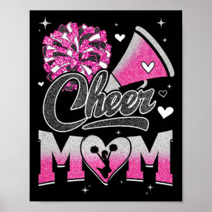 Cheer Mom Pink Cheerleading Footll For Women Graph Poster