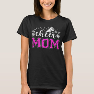 Cheer Mom Pink Print Proud Cheerleader Mom Mother  T-Shirt