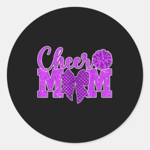 Cheer mom purple cheerleader game day cheer mama classic round sticker