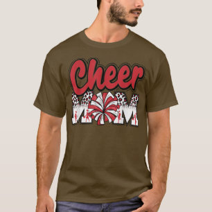 Cheer Mom Red Leopard Letters Cheer Pom Poms T-Shirt