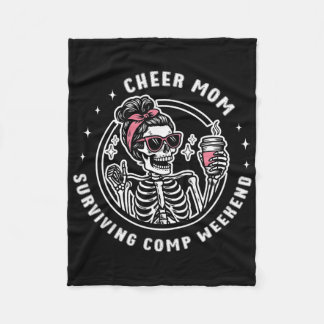 Cheer Mom Surviving Comp Weekend Cheerleading Moth Fleece Blanket