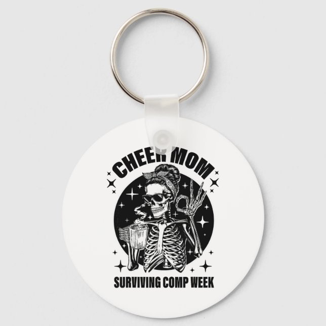 Cheer Mom Surviving Comp Weekend Cheerleading Moth Keychain (Front)