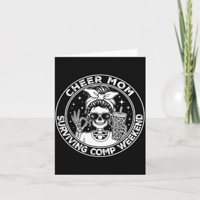 Cheer Mom Surviving Comp Weekend Funny Cheerleadin Card (Front)