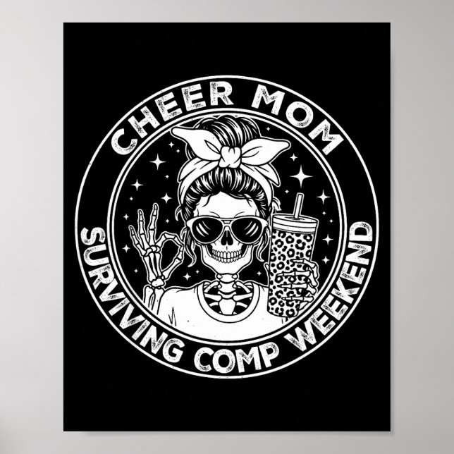 Cheer Mom Surviving Comp Weekend Funny Cheerleadin Poster (Front)