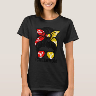 Cheer Mother Mama Red & Gold Cheerleading Mom Mess T-Shirt