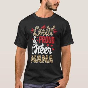 Cheer Nana Biggest Fan Leopard Print And Pom Pom T-Shirt