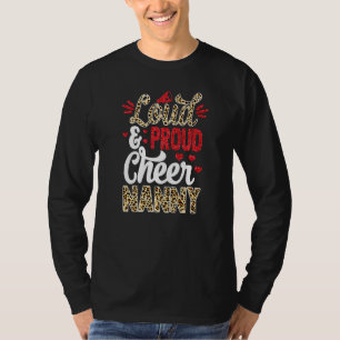 Cheer Nanny Biggest Fan Leopard Print And Pom Pom T-Shirt