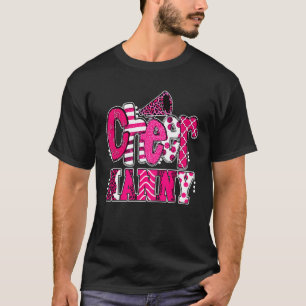 Cheer Nanny Biggest Fan Leopard Print And Pom Pom T-Shirt