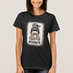 Cheer Nene Leopard Messy Bun Cheerleader Bleached T-Shirt