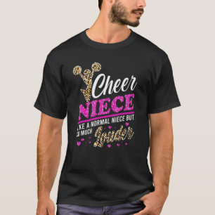 Cheer Niece Biggest Fan Leopard Print And Pom Pom T-Shirt
