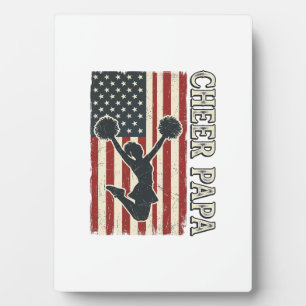 Cheer Papa USA Flag Vintage Cheer Design_1 Plaque
