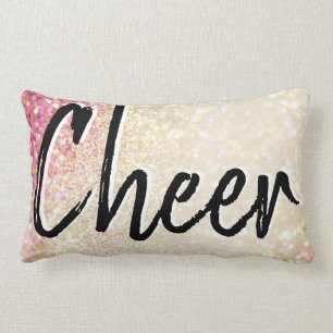 Cheer Pillow   Faux Gold and Pink Glitter