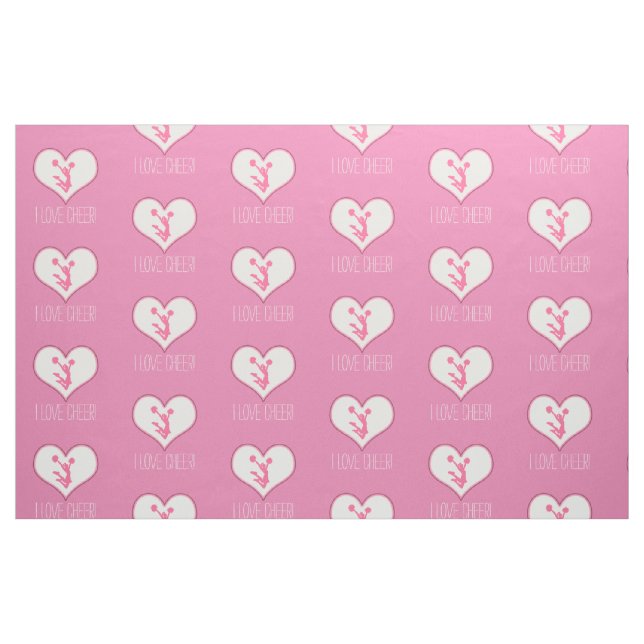 Cheer/Pom White Heart Custom Text Fabric (Fat Quarter)