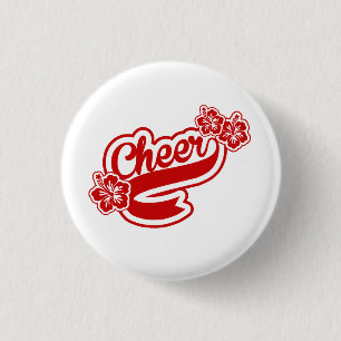 Cheer red flowers pin or button