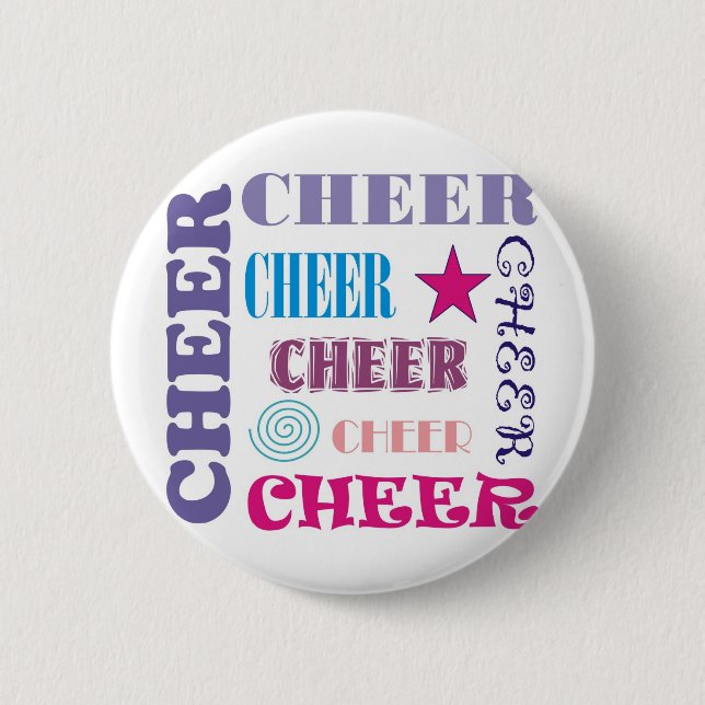 Cheer Repeating 2 Inch Round Button (Front)