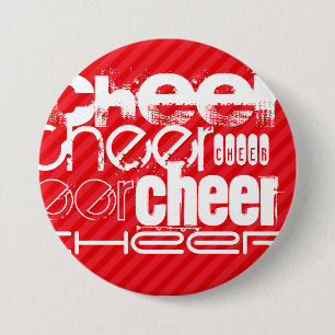 Cheer; Scarlet Red Stripes 3 Inch Round Button
