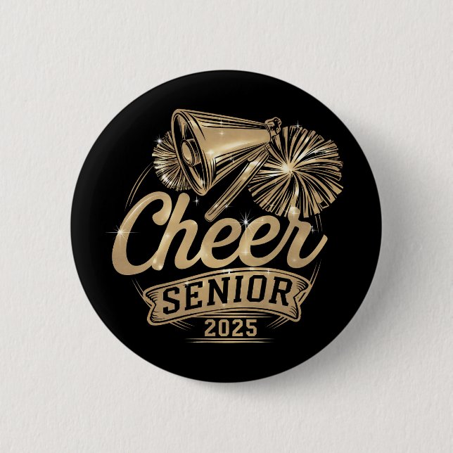 Cheer Senior 2025 Cheerleader Graduation Class Of 2 Inch Round Button (Front)