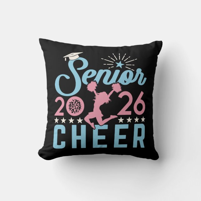 Cheer Senior 2026 Graduating Cheerleader Throw Pillow (Front)