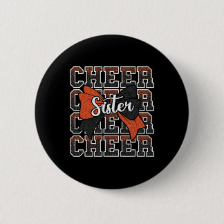Cheer Sister Bow Sport Cheerleader Cheerleading Or 2 Inch Round Button
