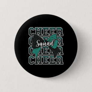Cheer Squad Green Black Bow Sport Cheerleader Chee 2 Inch Round Button