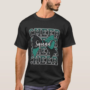 Cheer Squad Green Black Bow Sport Cheerleader Chee T-Shirt