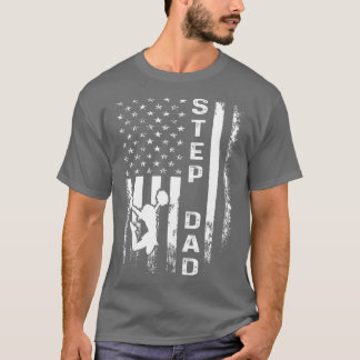 Cheer Step Dad American Flag Cheerleading Cheerlea T-Shirt