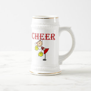 CHEER Stick Figure Cheerleader T-shirts and Gifts Beer Stein