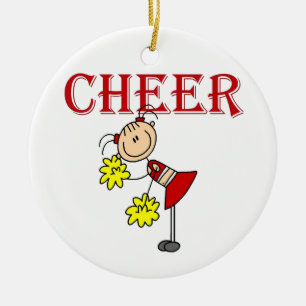 CHEER Stick Figure Cheerleader T-shirts and Gifts Ceramic Ornament