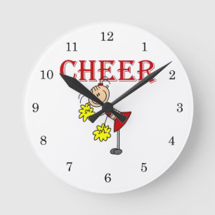 CHEER Stick Figure Cheerleader T-shirts and Gifts Round Clock