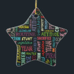 Cheer Terms On The Chalkboard Ceramic Ornament<br><div class="desc">Many multiple coloured chalk cheer terms and words scattered on the chalkboard to show your team spirit and love for cheer.</div>