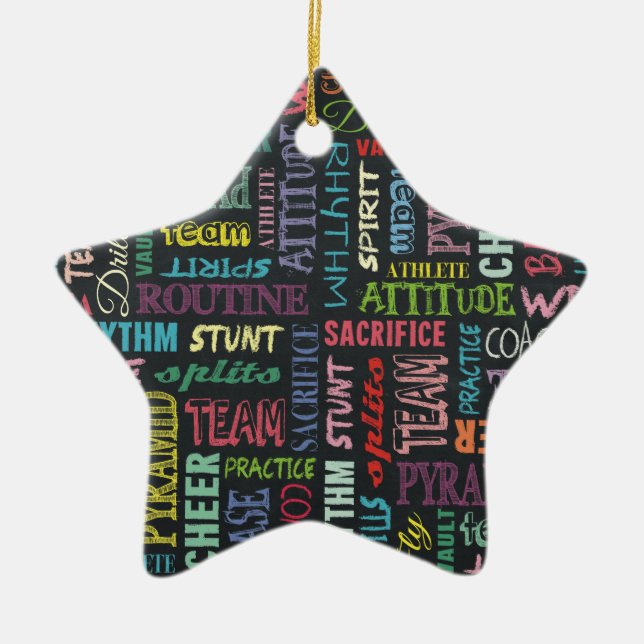 Cheer Terms On The Chalkboard Ceramic Ornament (Front)