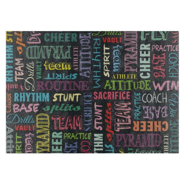 Cheer Terms On The Chalkboard Cutting Board (Front)