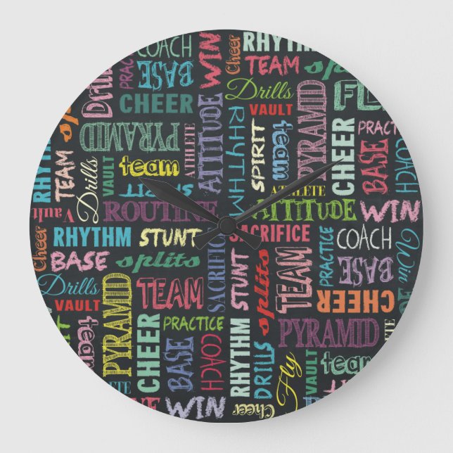 Cheer Terms On The Chalkboard Large Clock (Front)