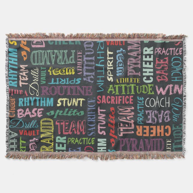 Cheer Terms On The Chalkboard Throw Blanket (Front)