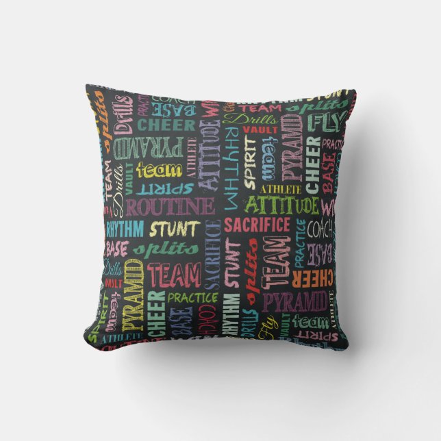Cheer Terms On The Chalkboard Throw Pillow (Front)