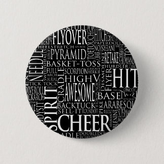 Cheer Terms Word Cloud in Black and White 2 Inch Round Button