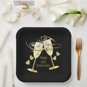 Cheer to 50 Year Anniversary Paper Plate