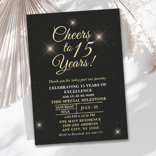 Cheer to fifteen Years - 15th Anniversary Invitation